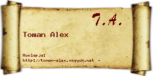 Toman Alex névjegykártya